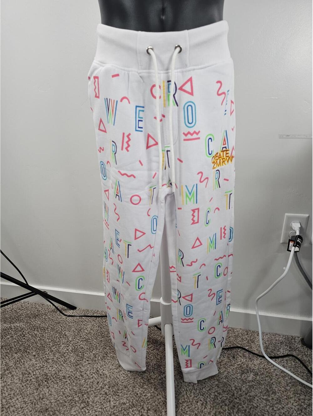 Create 2MRW White Multicolor Graphic Sweatpants